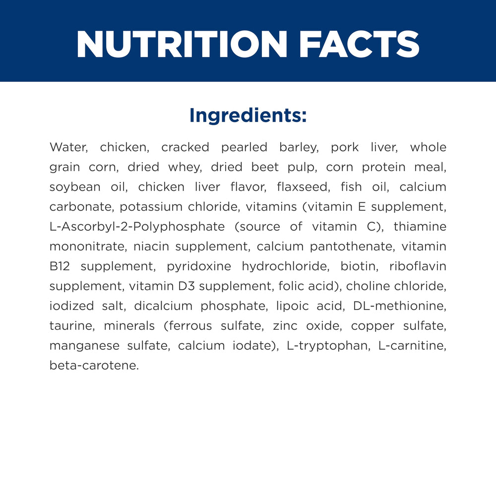 Ingrédients naturels avec vitamines et minéraux dans Hill's Science Diet.