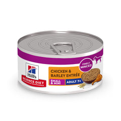 Hill's Science Diet Adulte 7+ boîte 5,8 oz poulet et orge, nutrition adaptée.