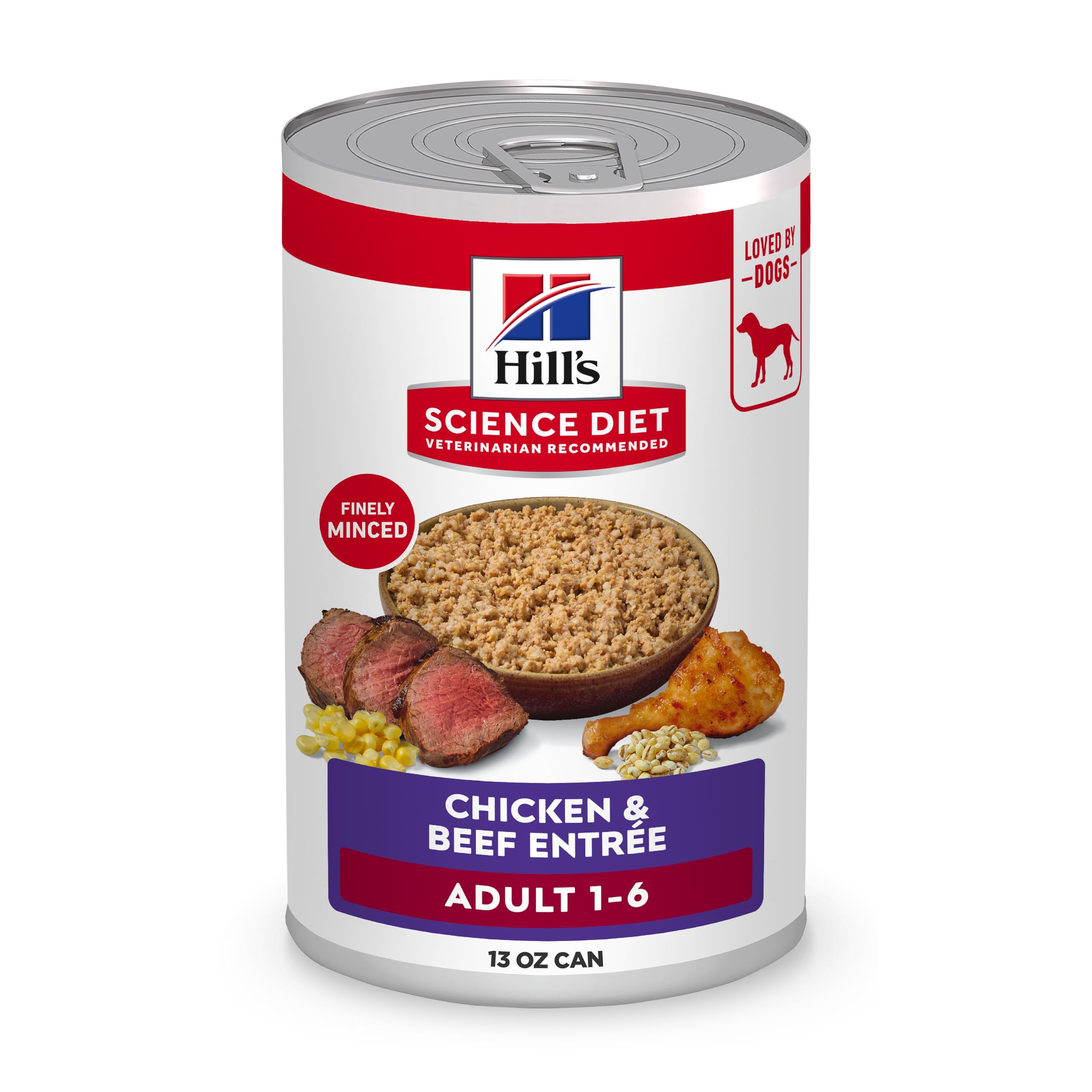 Hill's Science Diet Chien Adulte – boîte poulet et boeuf, protéines de haute qualité.
