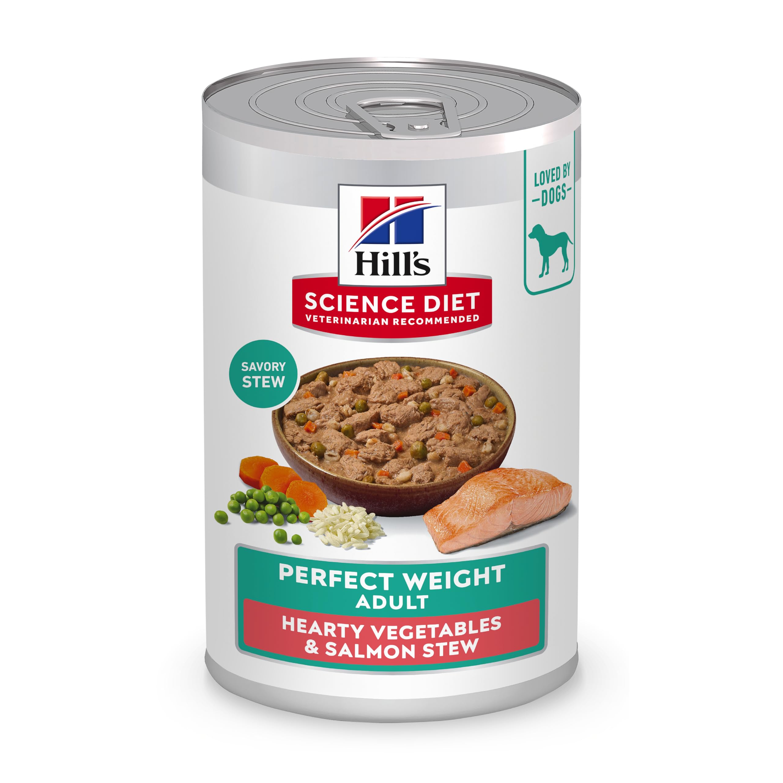 Hill's Science Diet poids adulte avec légumes et saumon ragout, repas équilibré.
