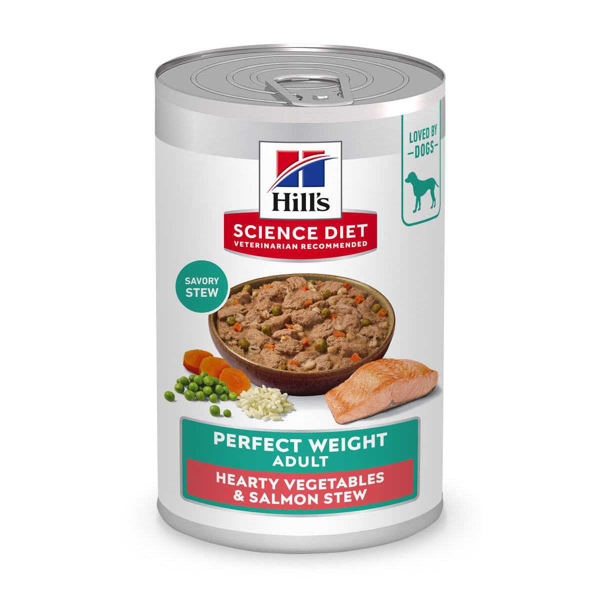 Hill's Science Diet poids adulte avec légumes et saumon ragout, repas équilibré.