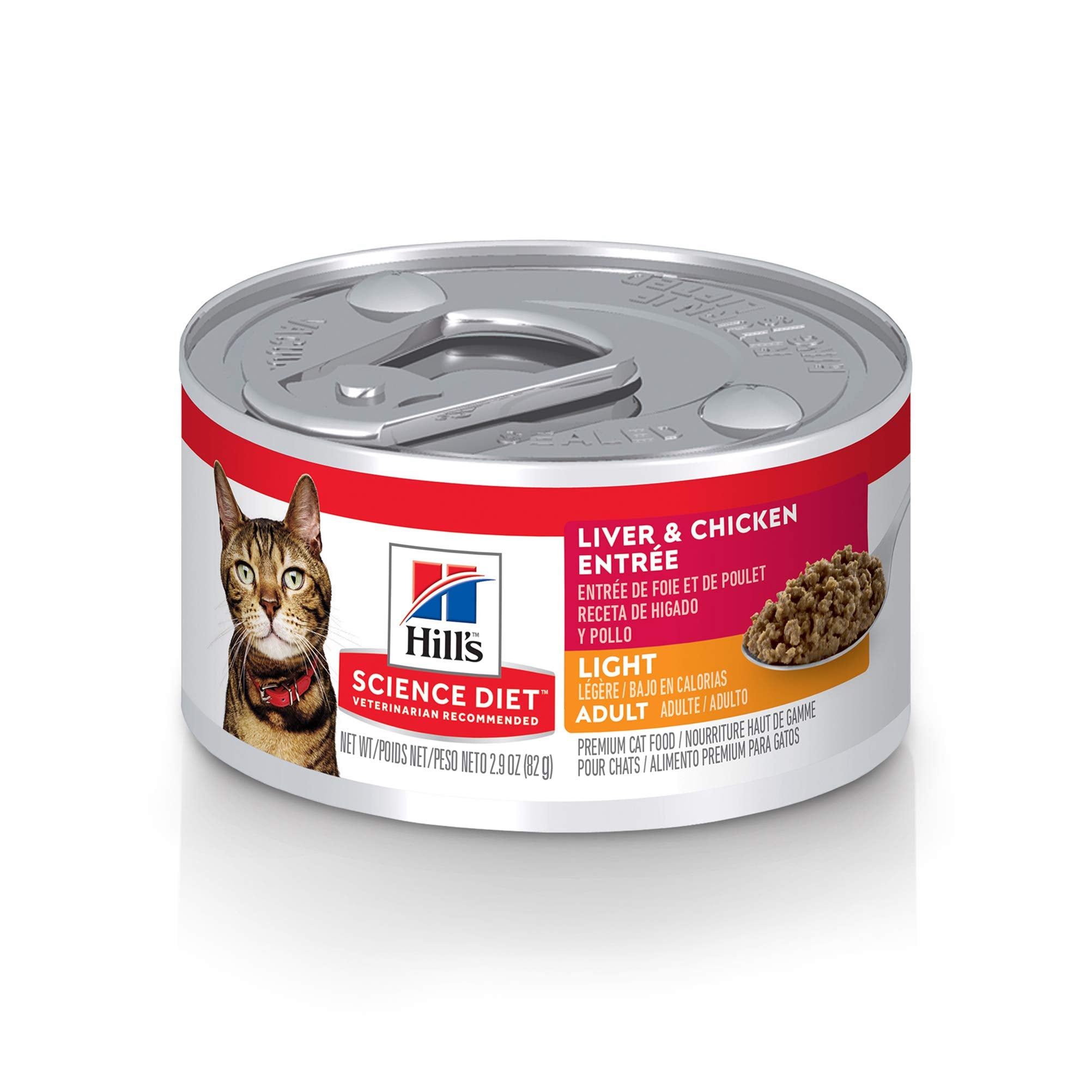 Hill's Science Diet Adulte Light Foie Poulet en conserve, soutien potentiel au contrôle du poids.