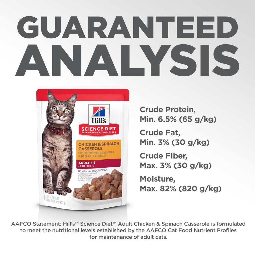 Hill's Science Diet Chat Adulte – nutrition précise pour chat adulte, poulet épinards