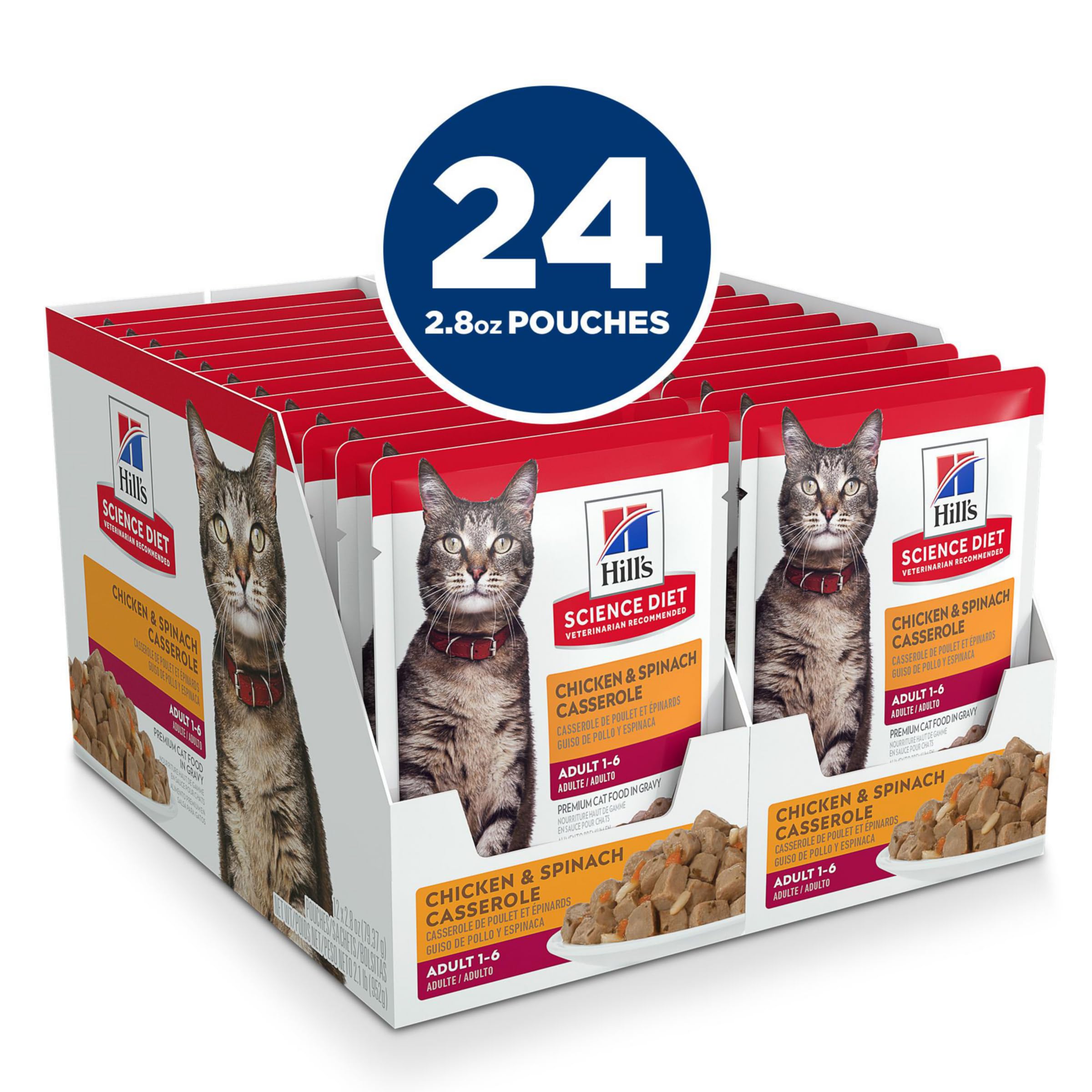 Hill's Science Diet Chat Adulte – sachet 80 g, poulet et épinards, repas quotidien pratique