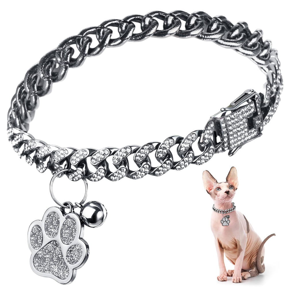 Hillban collier chat diamant avec boucle sécurisée pour petit chat.