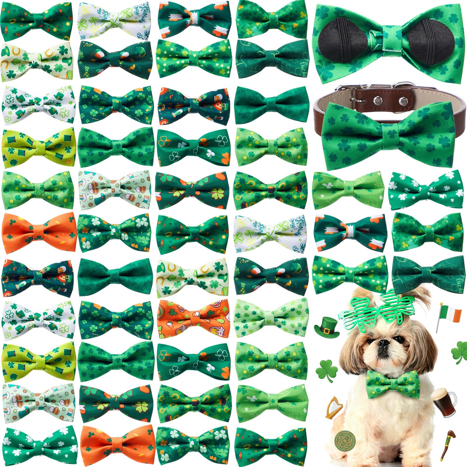 Hillban noeud-colier chien trefle: accessoire festif parfait pour photos et fetes.