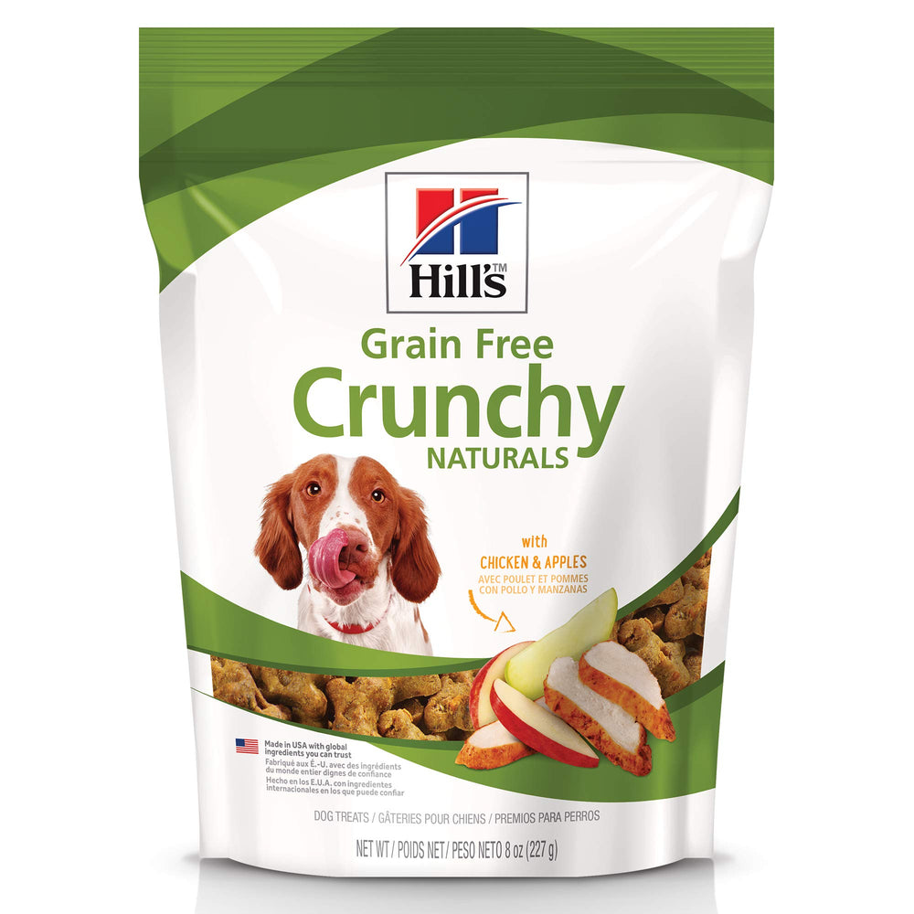 Hill's Friandises croustillantes sans céréales au poulet et pommes – emballage 8 oz sans céréales.