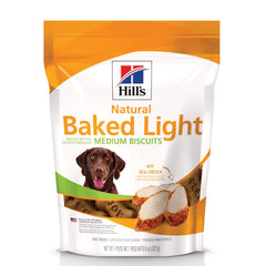 Hill's Natural Baked Light Biscuits emballage 8 oz, récompense faible en calories pour chien moyen.