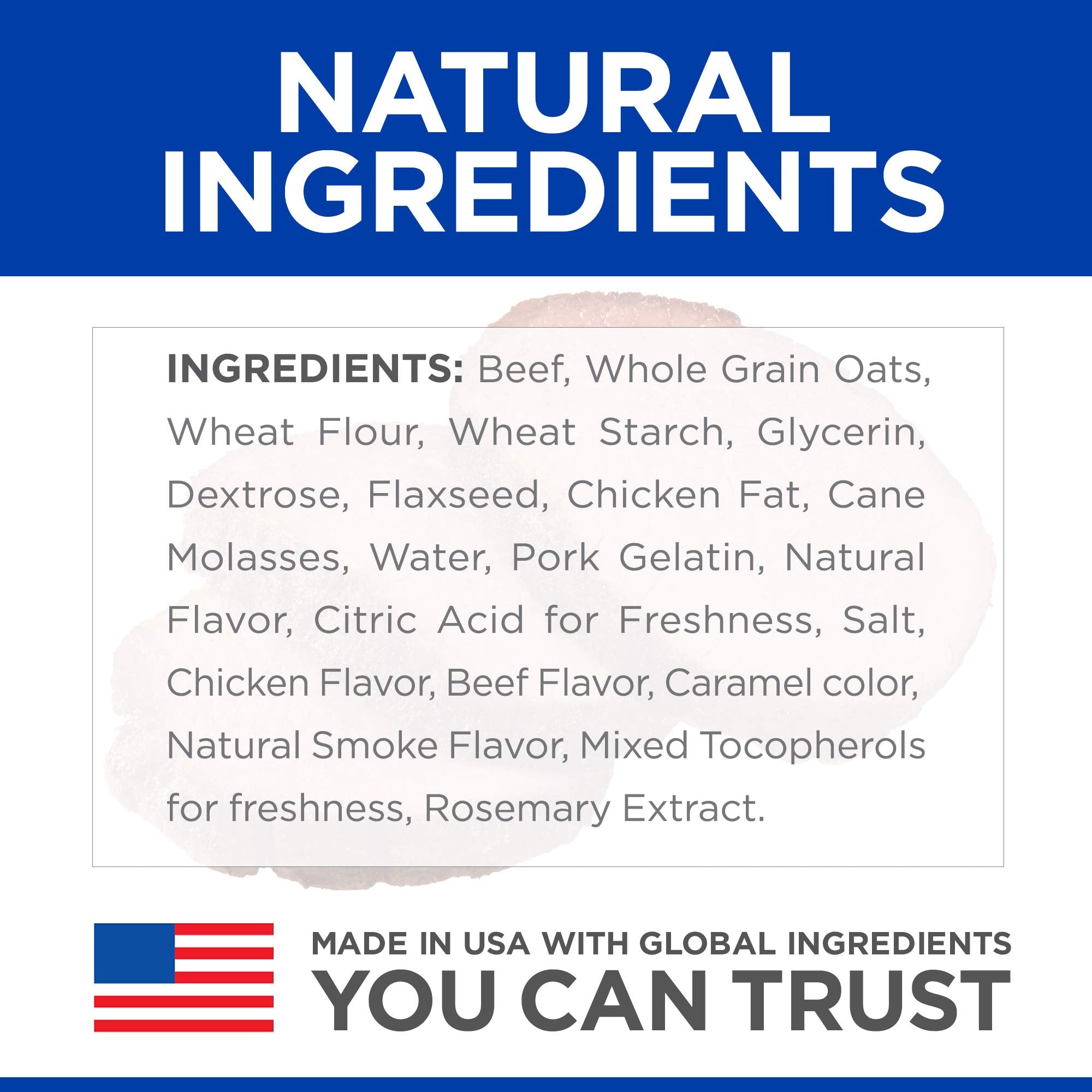 Hill's Natural Jerky Strips boeuf - fabrication aux États-Unis avec ingrédients globaux.