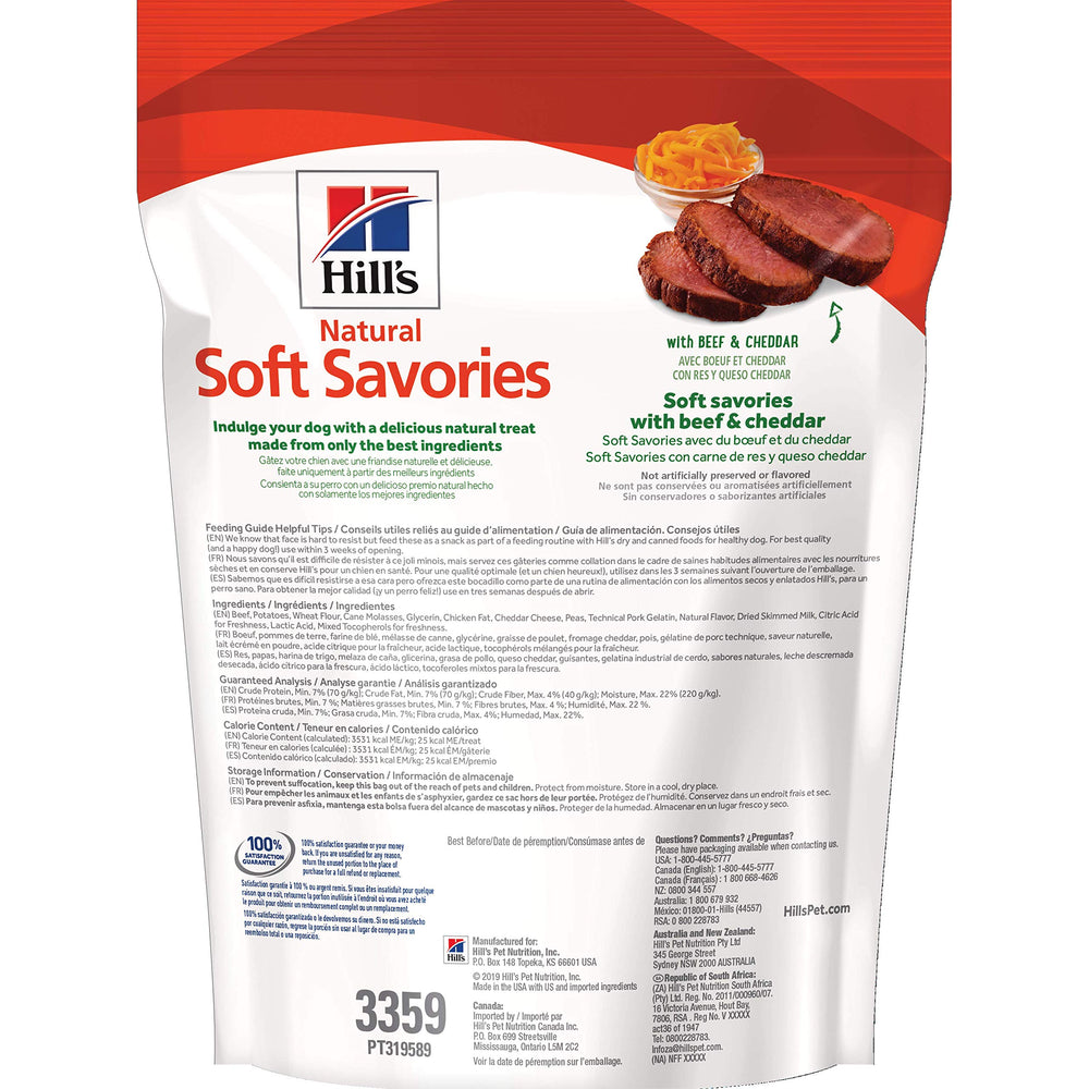 Hill's Natural Soft Savories – texture tendre parfaite pour récompenser l'entraînement.