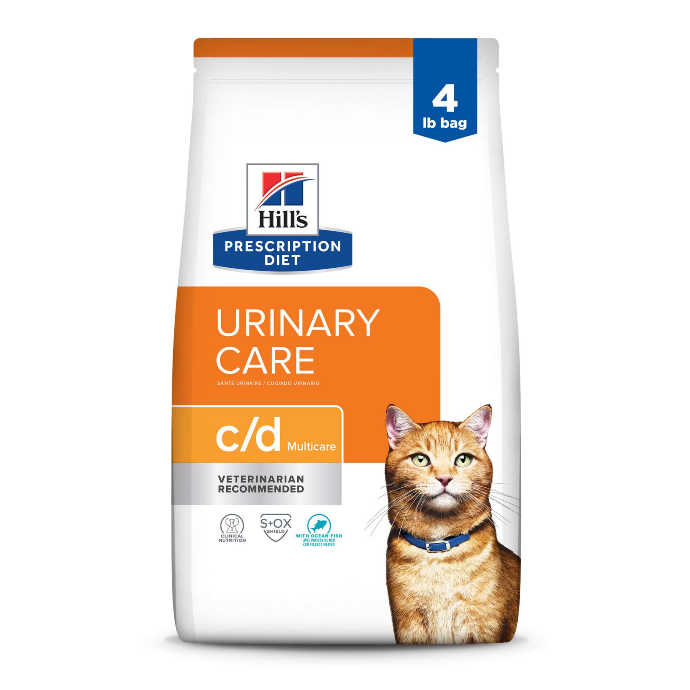 Hill's Prescription Diet c/d Multicare chat poisson ocean sac 4-livres: soutien urinaire potentiel.