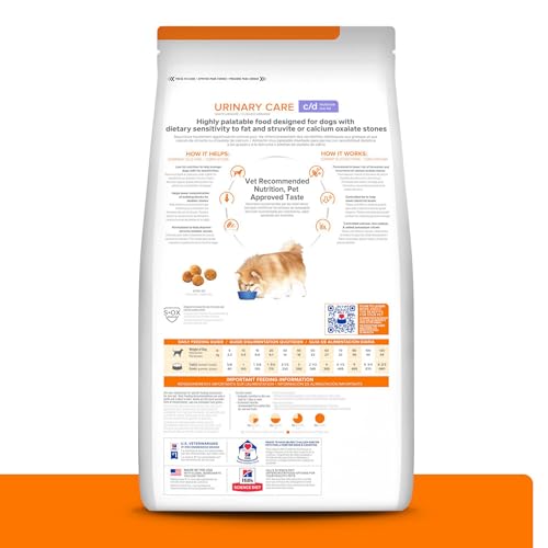 Croquettes Hills c/d Multicare Low Fat au poulet, adaptées aux chiens sensibles au gras.