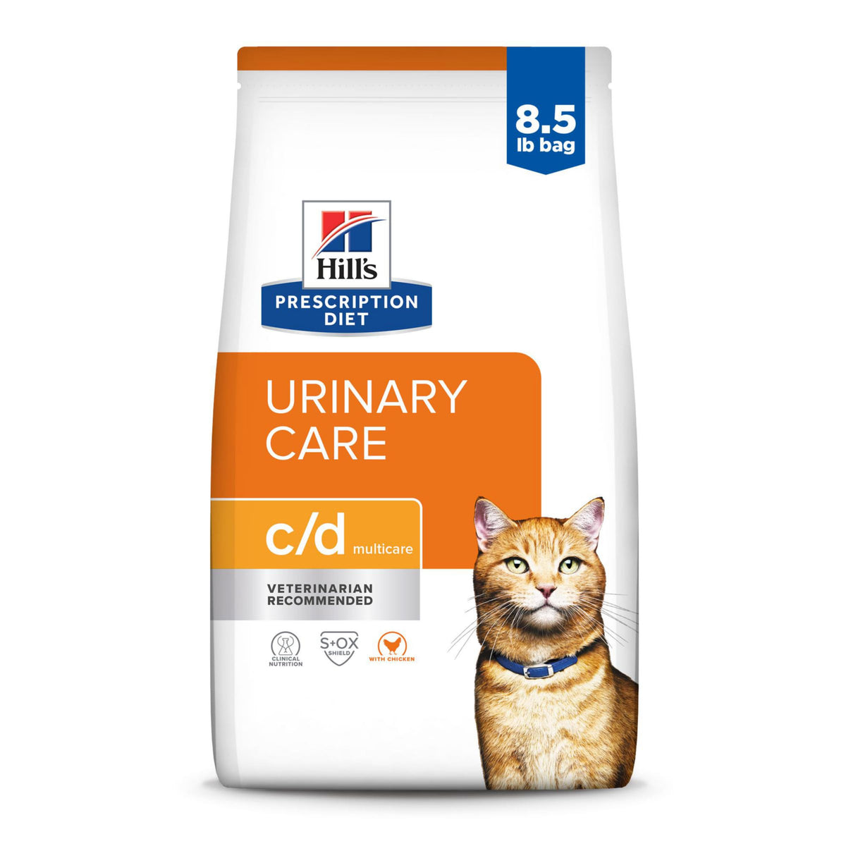 Hill's Prescription Diet c/d Multicare poulet-seche chat croquettes; soutien potentiel à la santé urinaire.