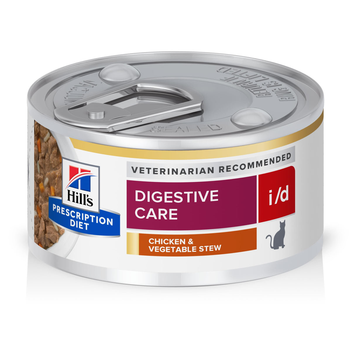 Hill's Prescription Diet i/d chat ragout poulet legumes en boite, soutien digestif potentiel.