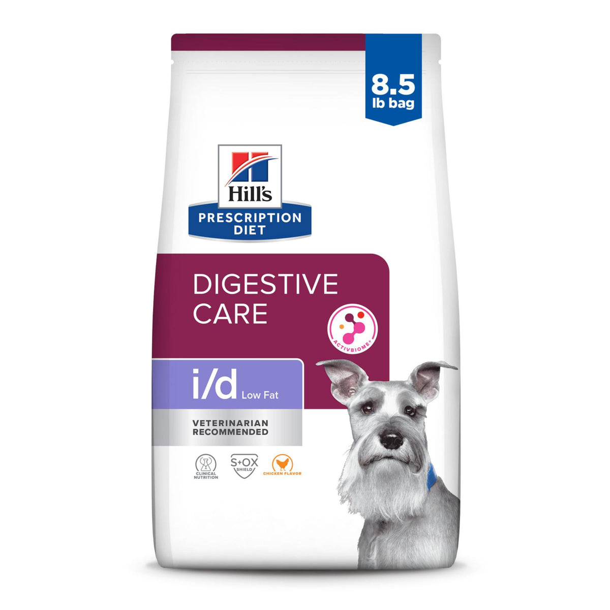 Hill's Prescription Diet i/d Low Fat croquettes poulet, sac pratique pour digestion facilitée.
