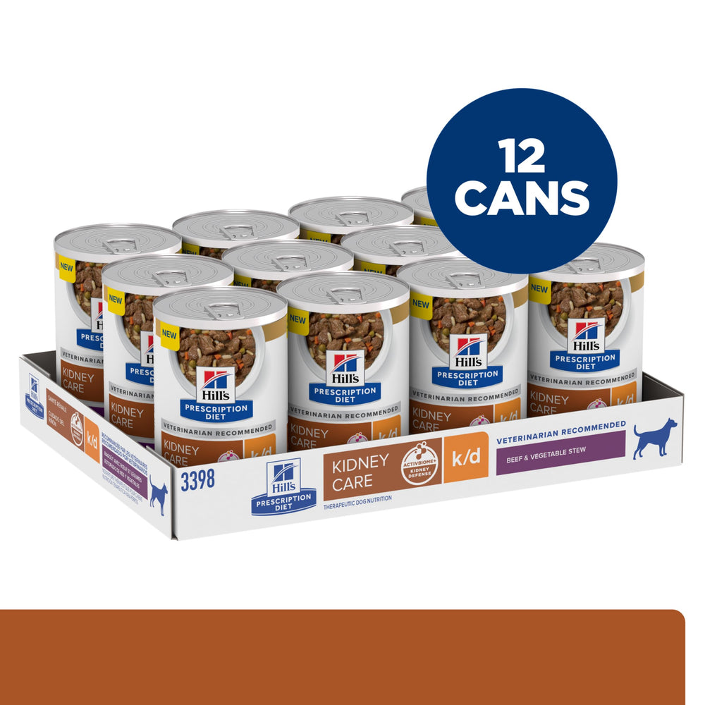 Hill's Prescription Diet k/d, lot de 12 conserves pratiques pour repas.