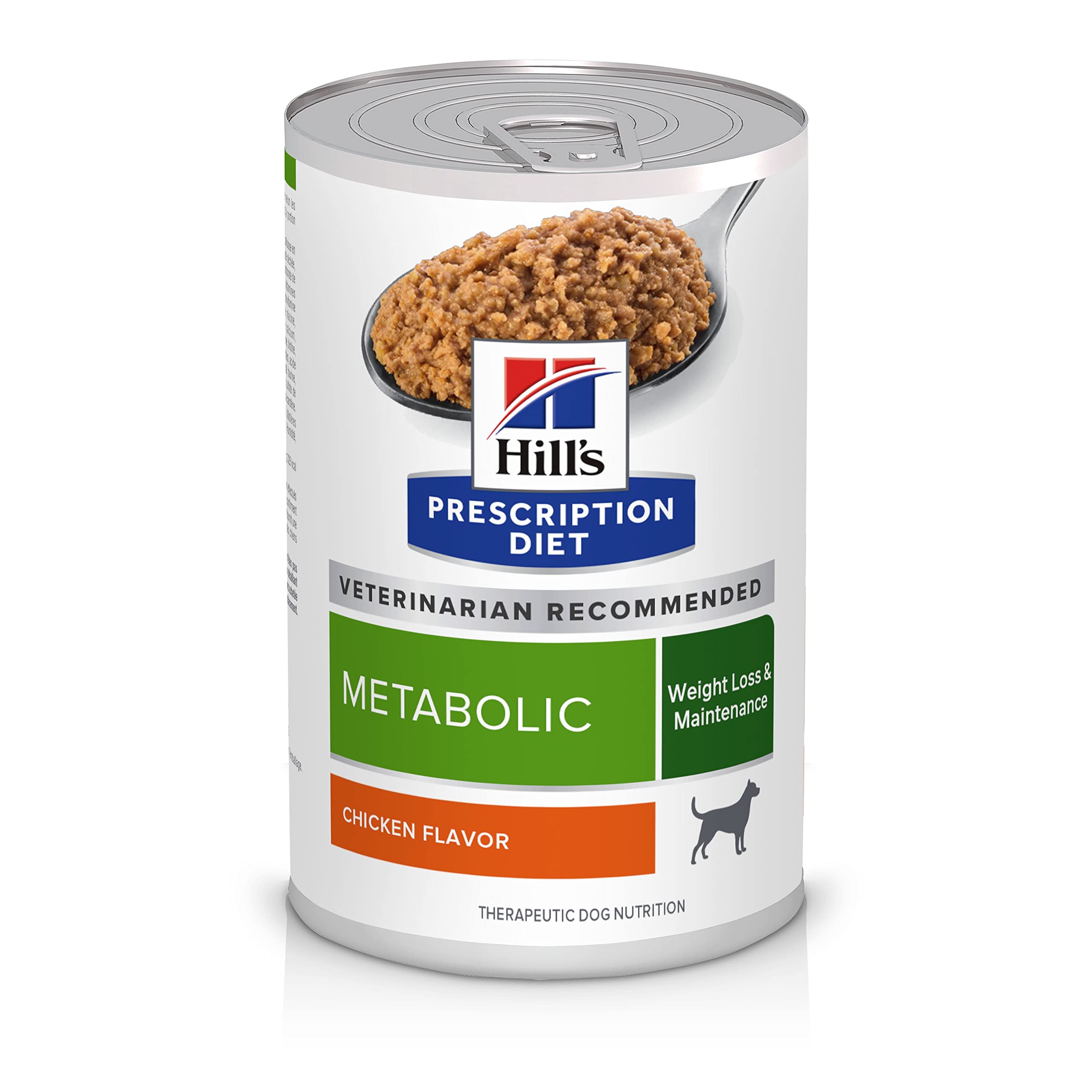 Hill's Metabolic: boîte poulet ouverte, repas appétissant pour chien.