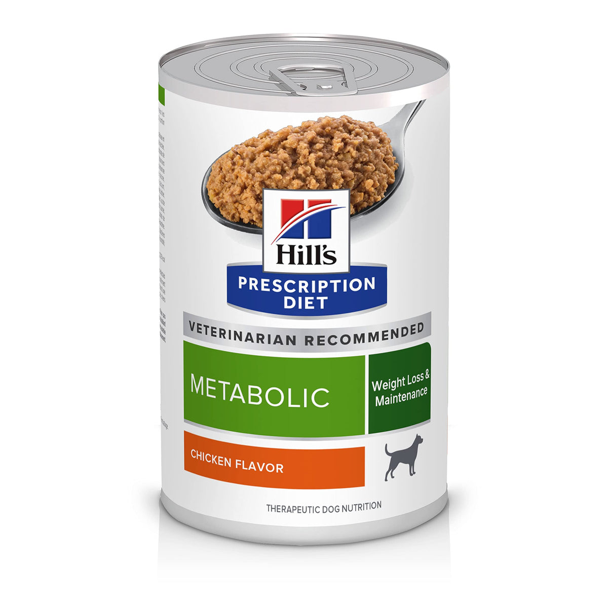 Hill's Metabolic: boîte poulet ouverte, repas appétissant pour chien.