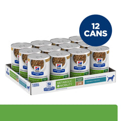 Paquet 12 boîtes Hill's Metabolic + Mobility; pratique pour alimentation quotidienne