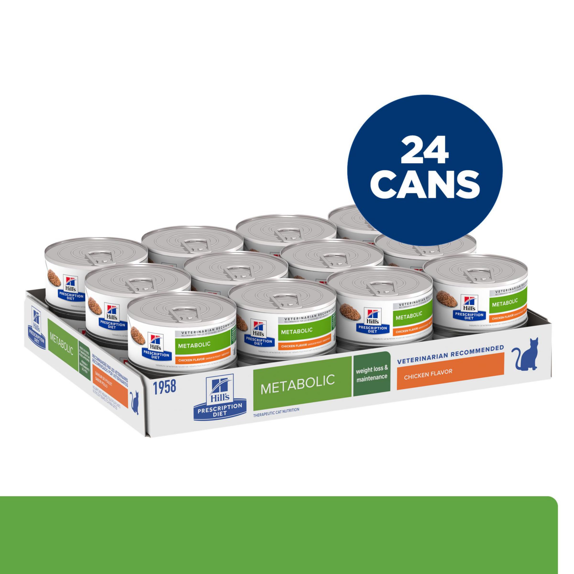 Hill's Metabolic, conserve au poulet avec texture hachée dans sauce légère.