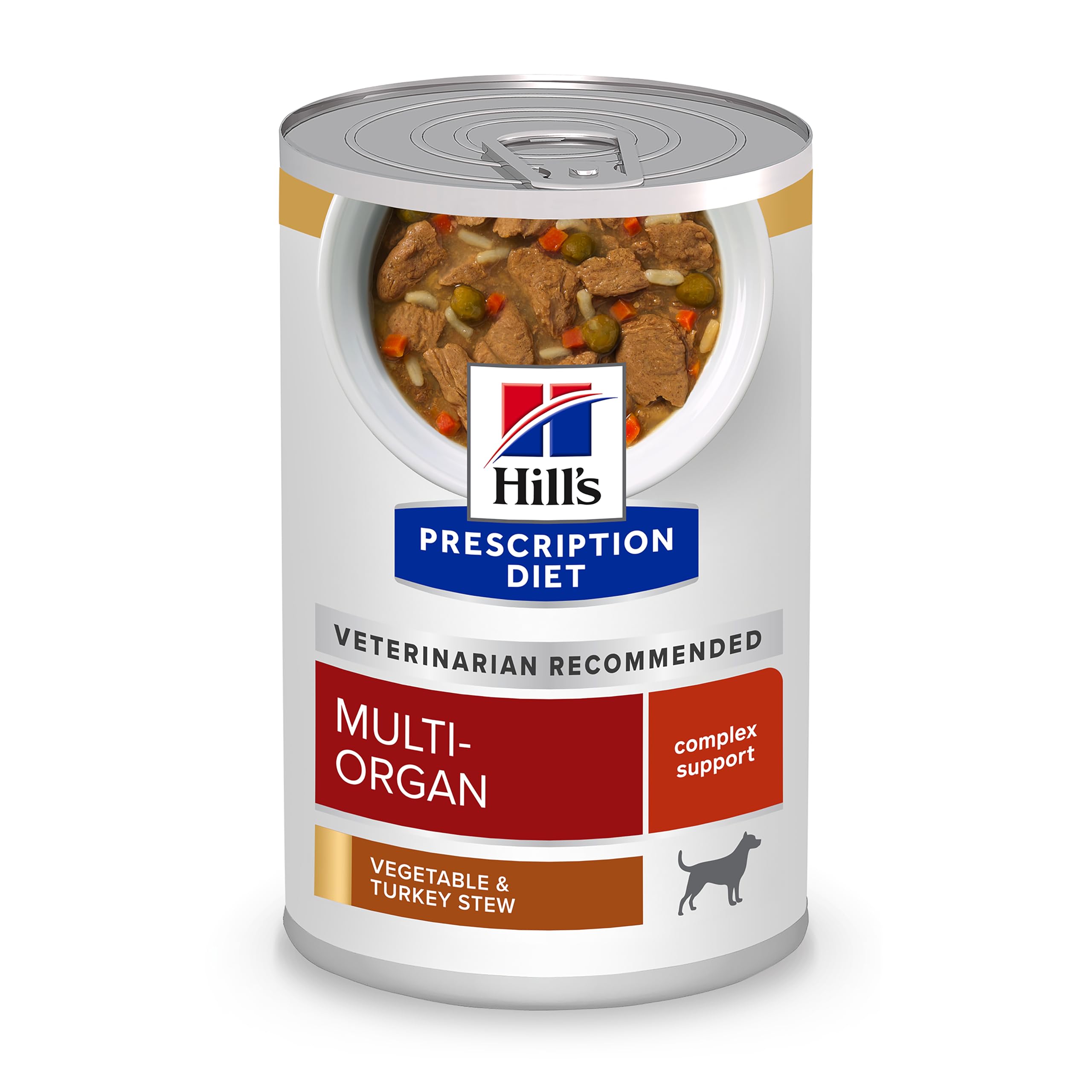 Hill's Prescription Diet Multi-Organ ragout dinde et legumes, soutien potentiel des organes.