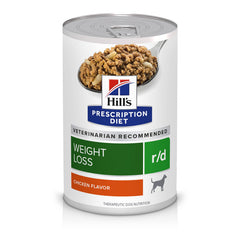 Hill's Prescription Diet r/d, boite poulet, texture humide adaptée au contrôle du poids.