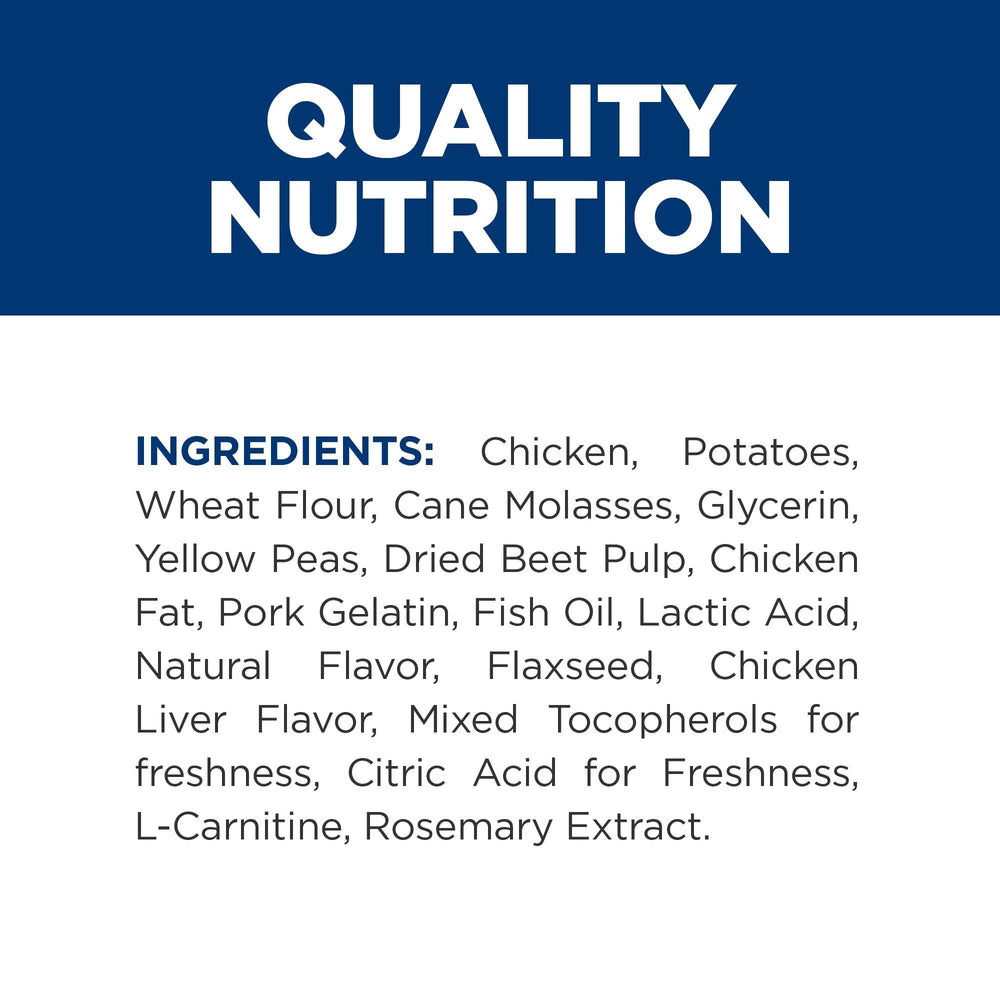 HILL'S Prescription Diet Soft Baked Chicken Treats chien acceptant la friandise.