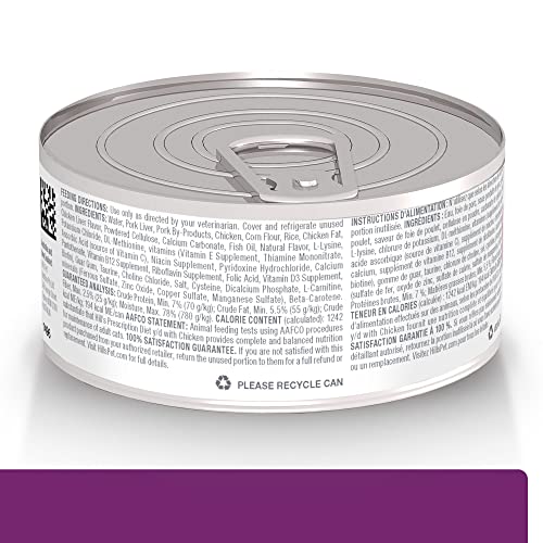 Hill's Prescription Diet y/d chat conserve poulet ouverte.