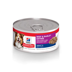 Hill's Science Diet Adult 7+ — boîte 5,8 oz de bœuf et orge pour énergie potentielle.