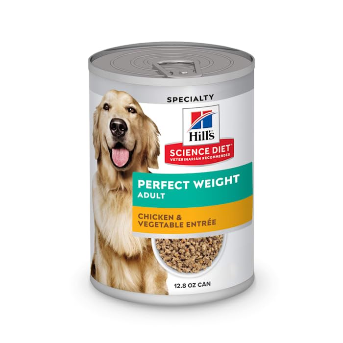 Lot de 12 boîtes Hill's Science Diet Adult Perfect Weight prêt à l'emploi.