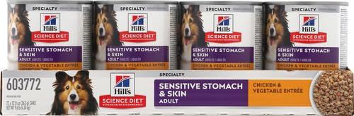 Hill's Science Diet – boîte humide poulet et légumes, soutien digestion délicate et peau saine.