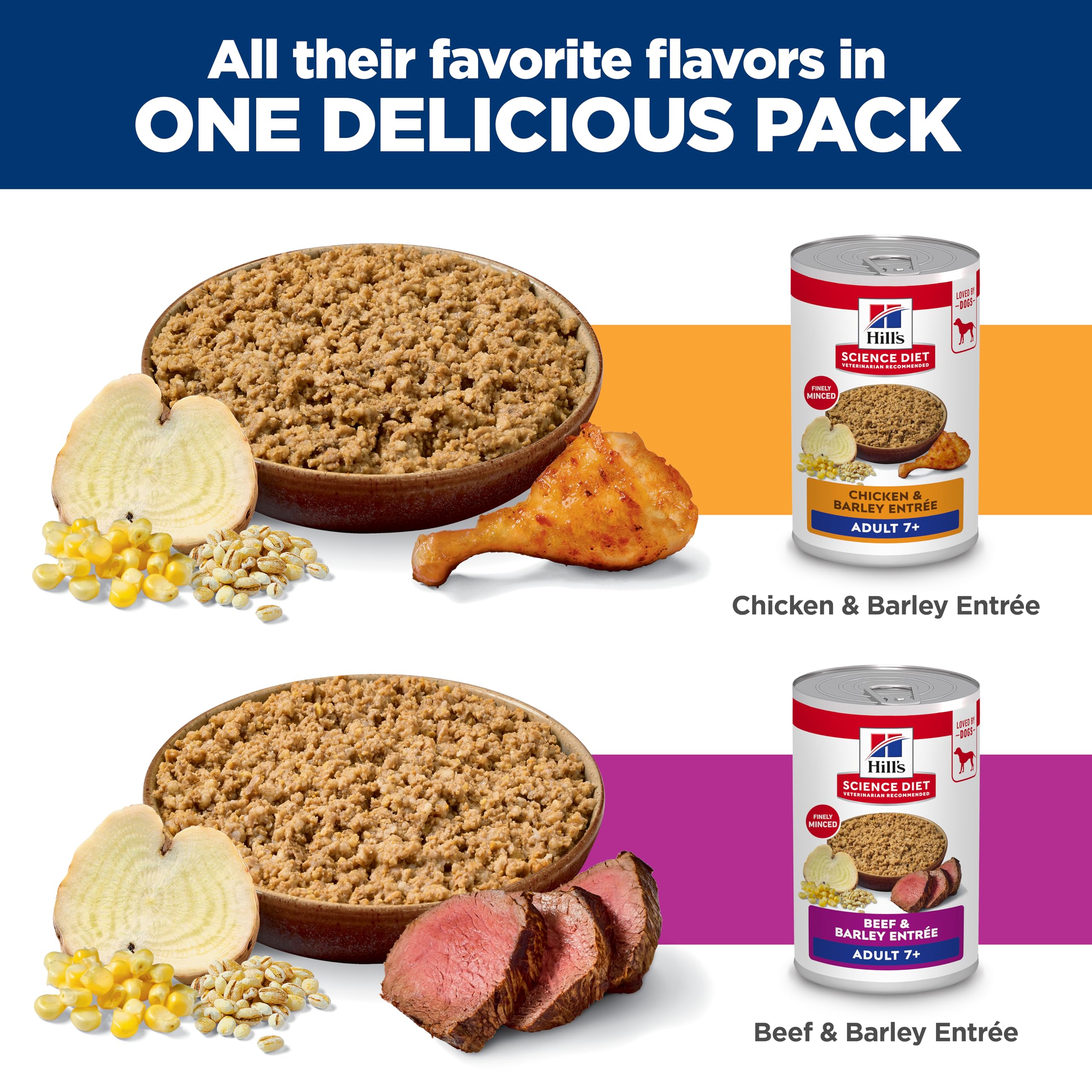 Pack 12 boîtes Hill's Science Diet Adult 7+ pour chiens seniors