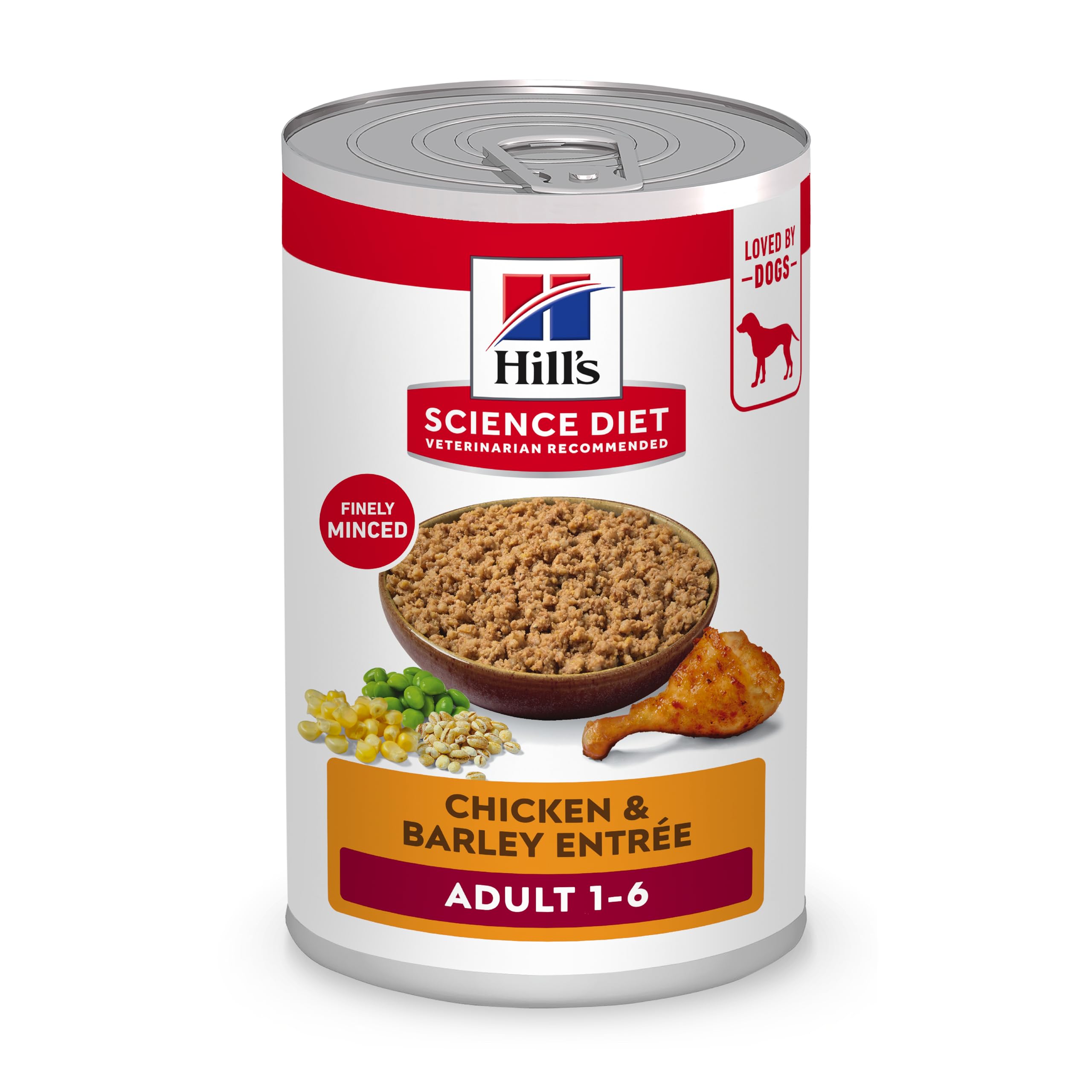 Hill's Science Diet Adulte 1-6, boîte poulet et orge, protéine de haute qualité
