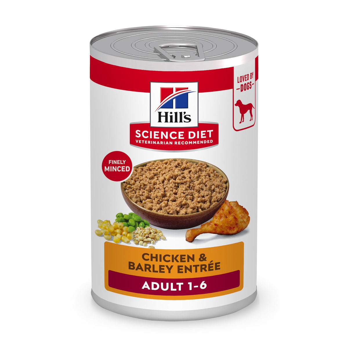 Hill's Science Diet Adulte 1-6, boîte poulet et orge, protéine de haute qualité
