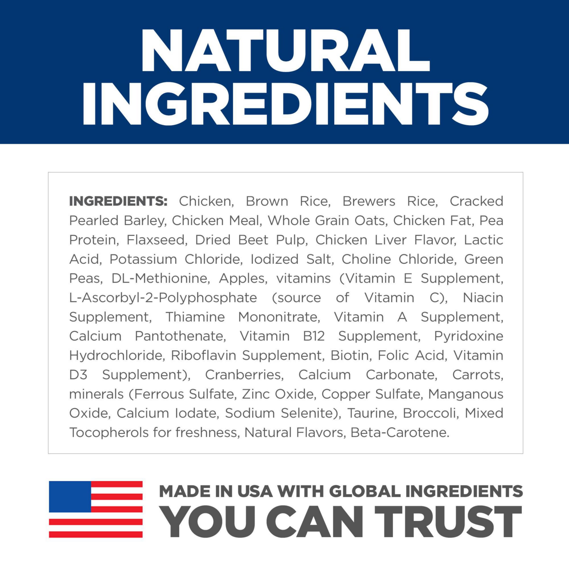 Hill's Science Diet Ingrédients naturels issus des États‑Unis.