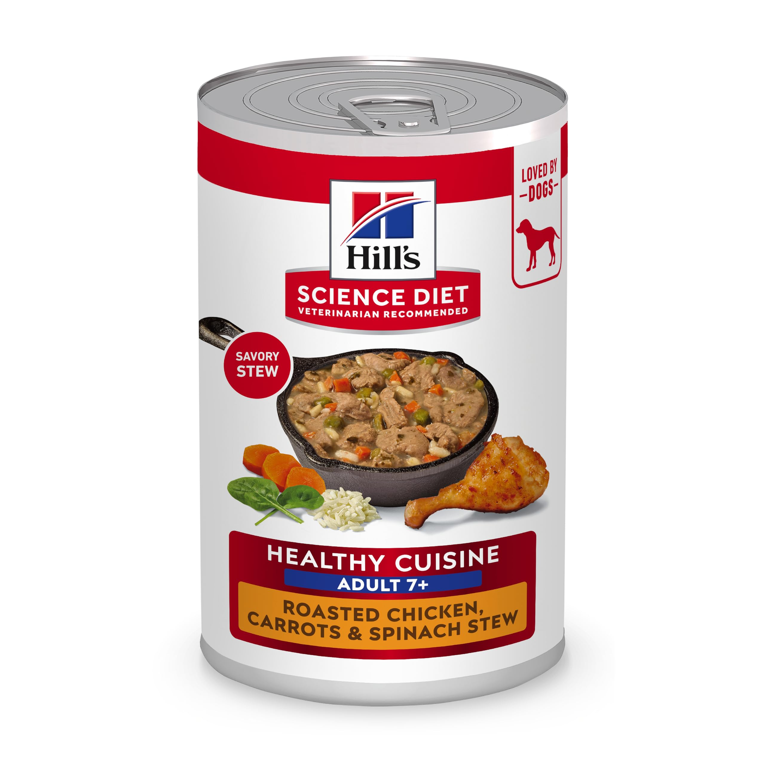Hill's Science Diet Adult 7+ boite poulet carottes epinards — protéines de haute qualité pour chiens ages