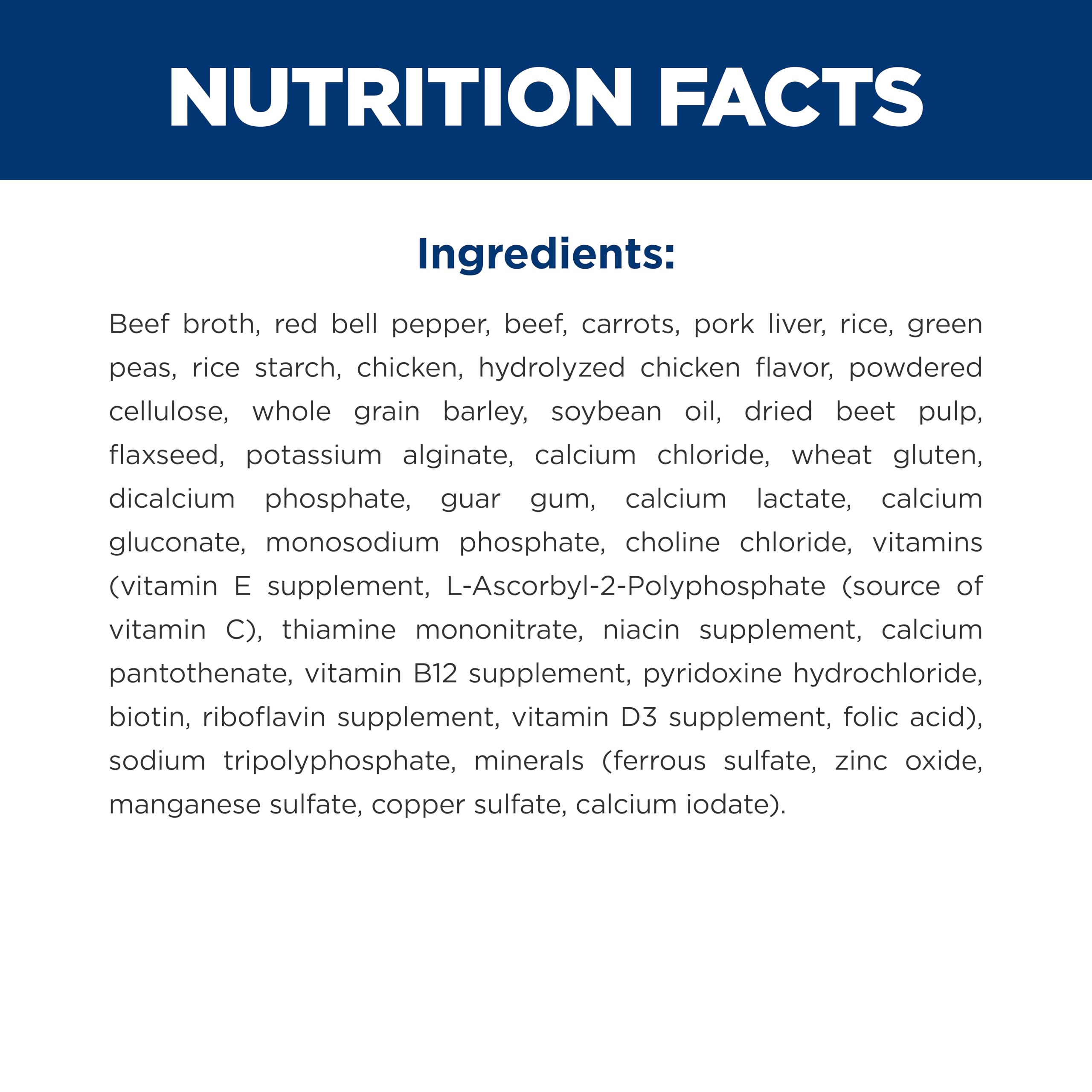 Hill's Science Diet Adulte 7+ Etiquette claire – informations nutritionnelles visibles.