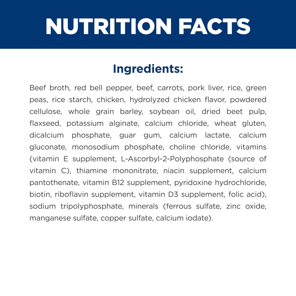 Hill's Science Diet Adulte 7+ Etiquette claire – informations nutritionnelles visibles.