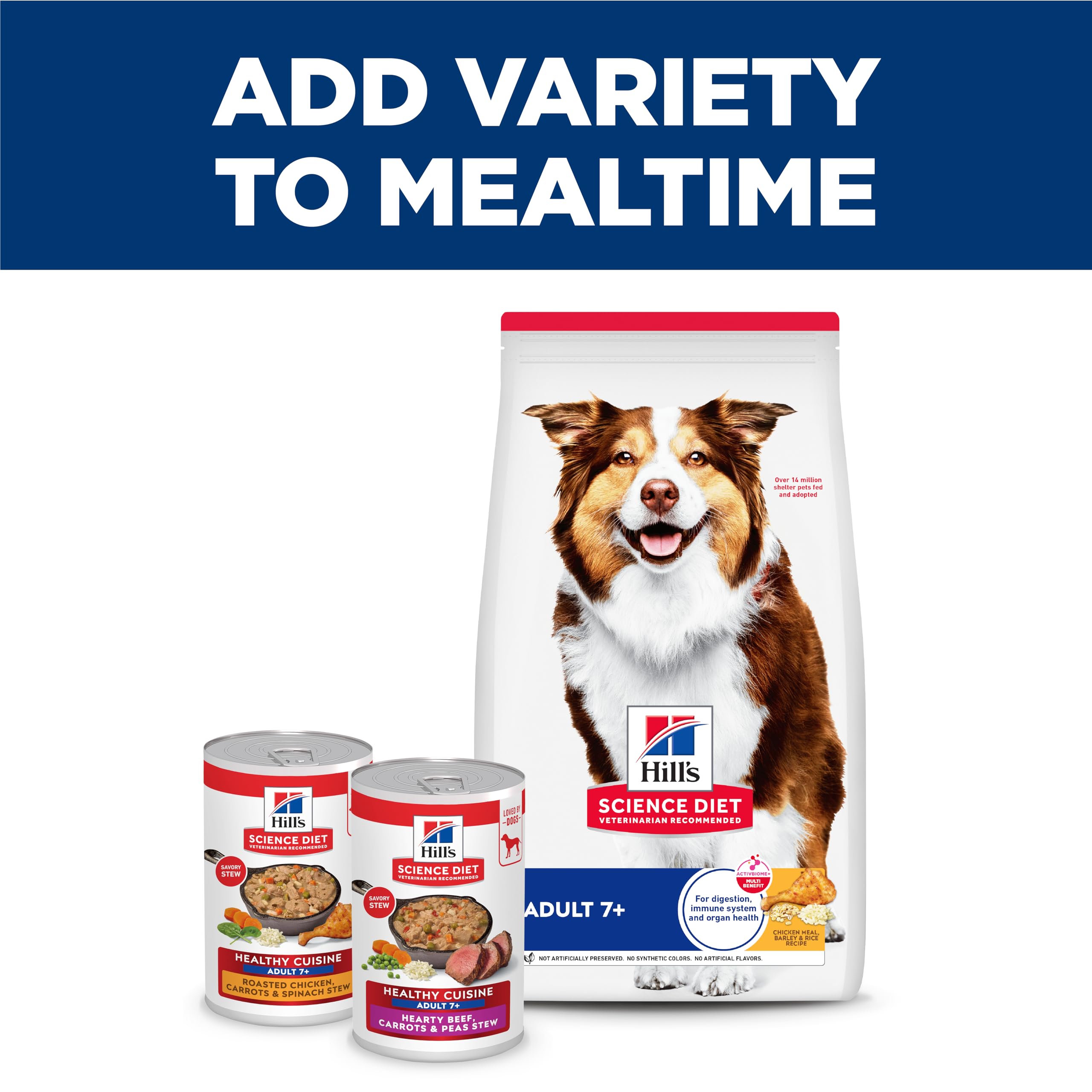 Hill's Science Diet Adulte 7+ Ingrédients naturels – recettes simples et digestes.
