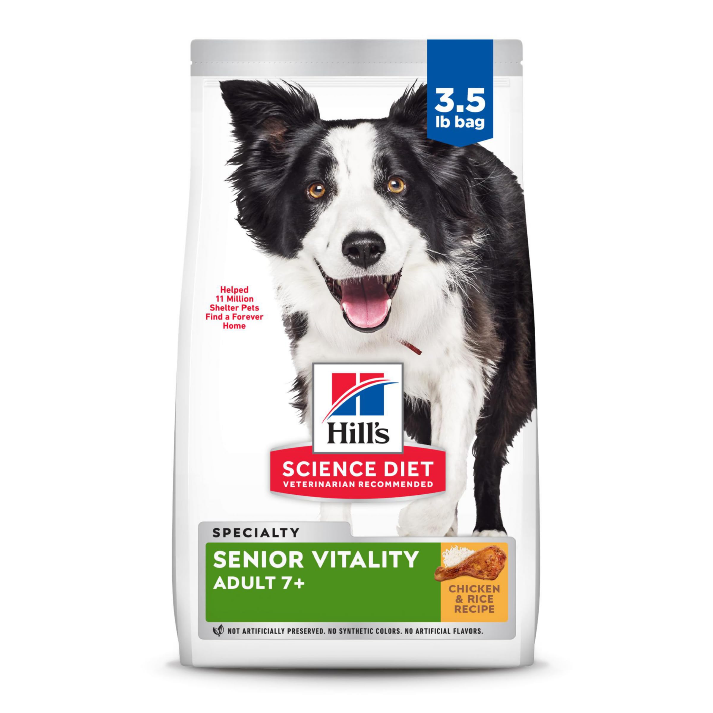 Hill's Science Diet croquettes poulet et riz pour chien mature, soutien potentiel à la vitalité.
