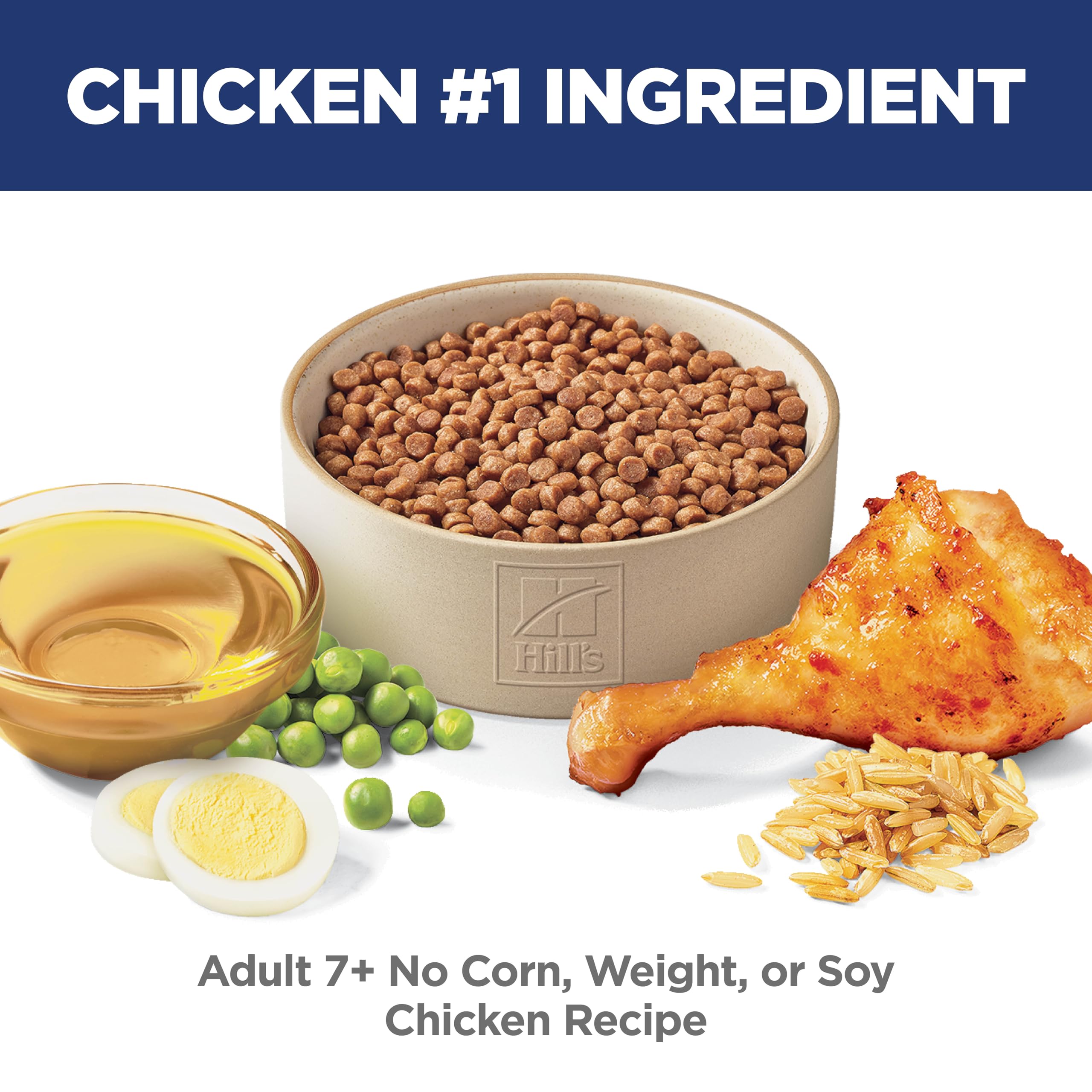 Hill's Science Diet Adulte 7+ protéines de haute qualité soutiennent les muscles.