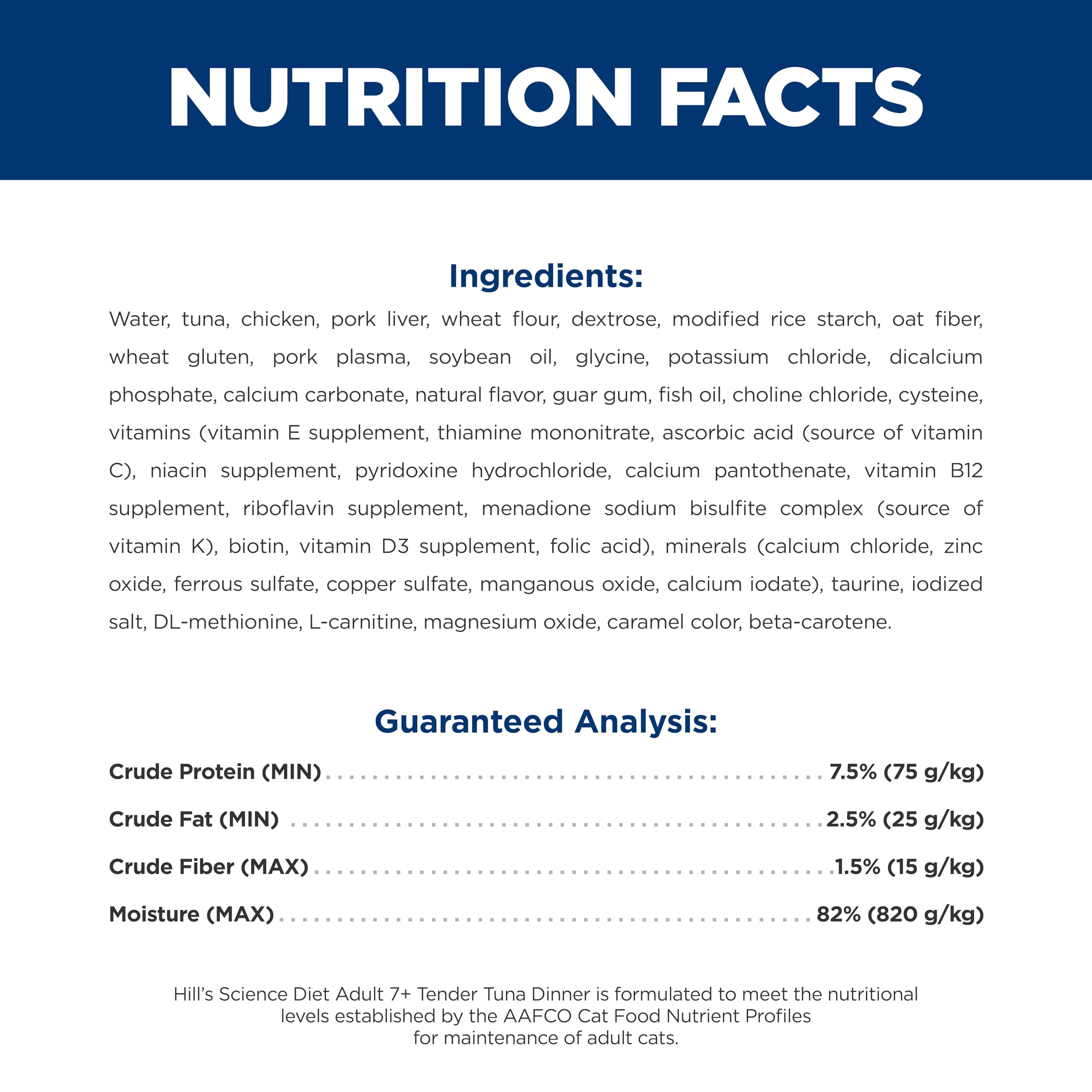 Hill's Science Diet Adult 7+ ragoût-thon ingrédients naturels et nutriments essentiels
