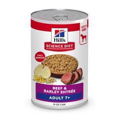 Hill's Science Diet Adulte 7+ Boeuf et Orge – boîte 370 g prête à servir.