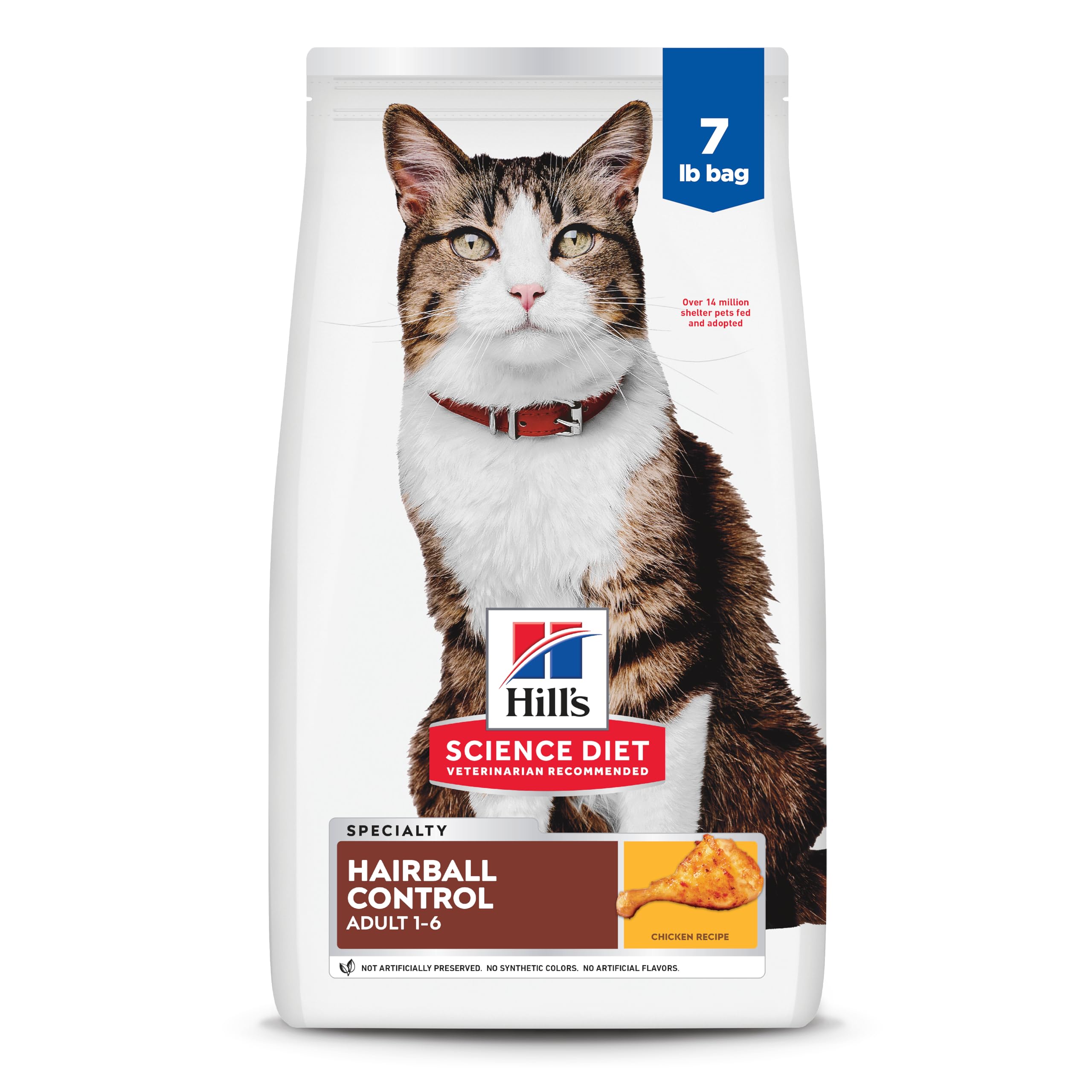Hill's Science Diet croquettes au poulet pour chat, peut aider à limiter les boules de poils.