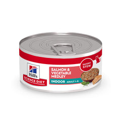 Hill's Science Diet Adulte Chat Intérieur – saumon et légumes, boîte 5,5 oz, 24 pack, texture appétissante.