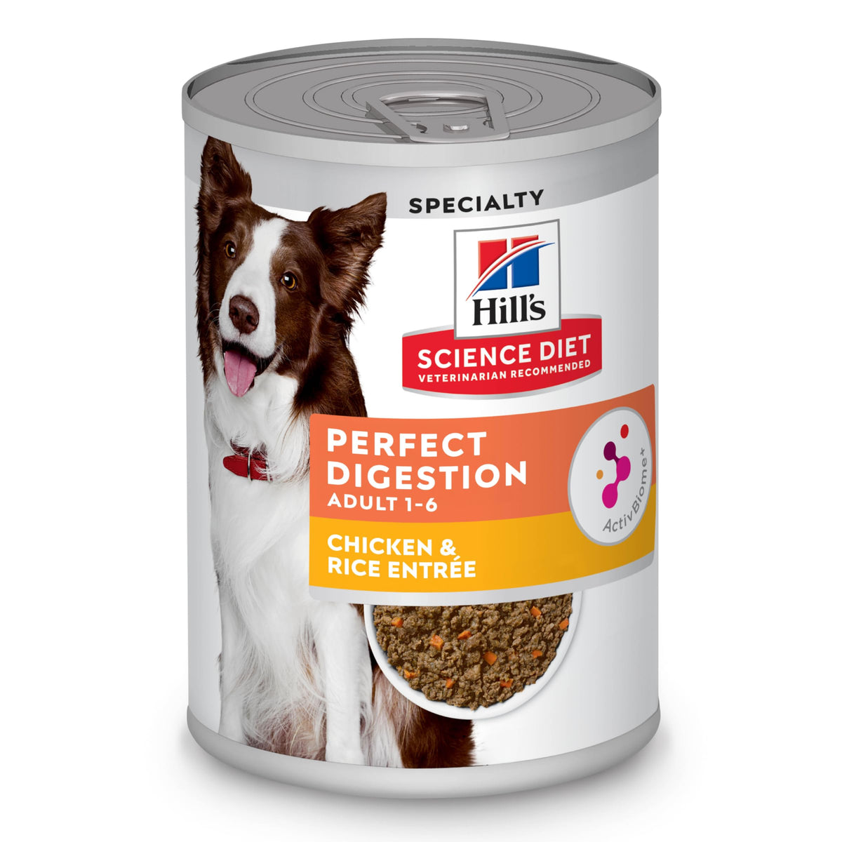 Hill's Science Diet Adulte – boîte poulet et riz, soutien digestif potentiel.