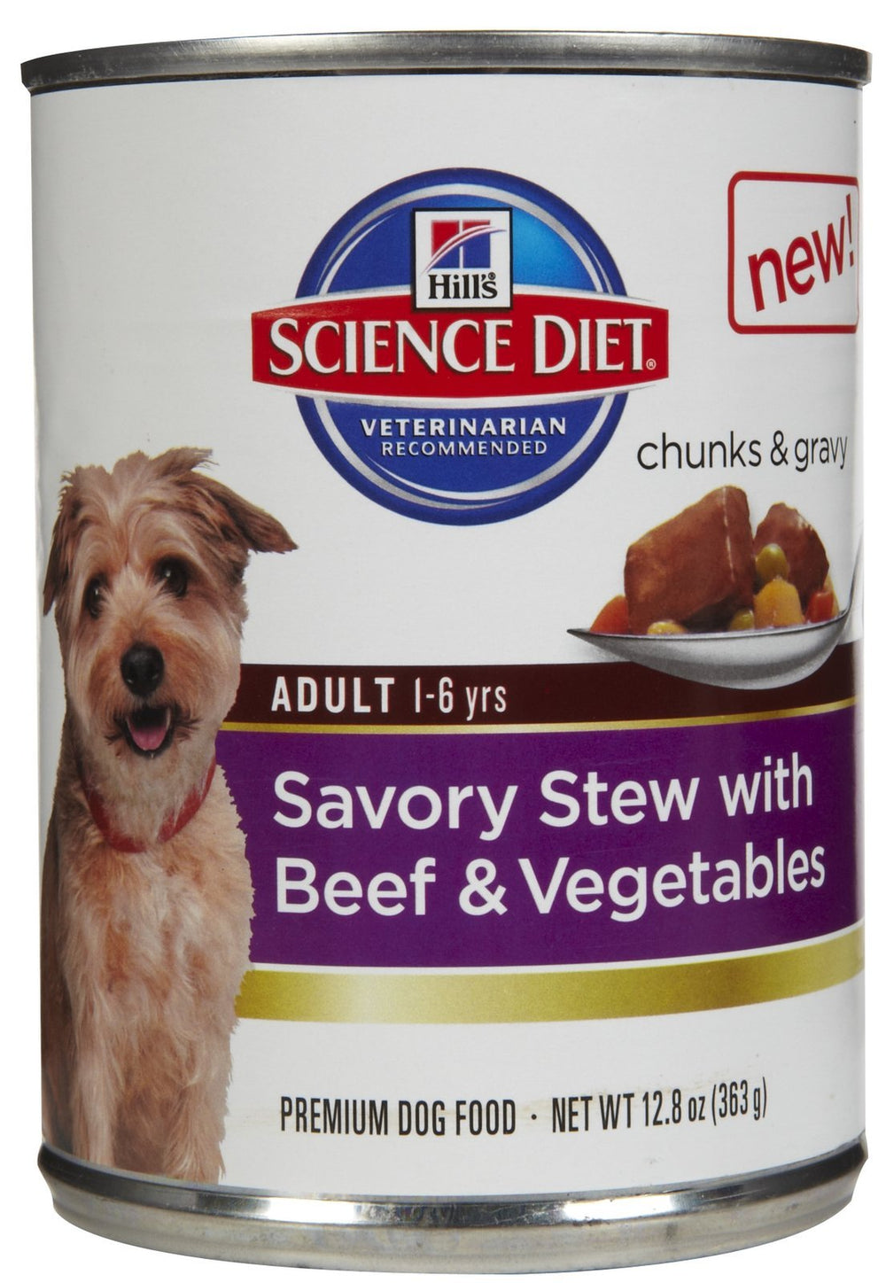 Hill's Science Diet Savory Stew chien actif boeuf et legumes, repas pratique en conserve.