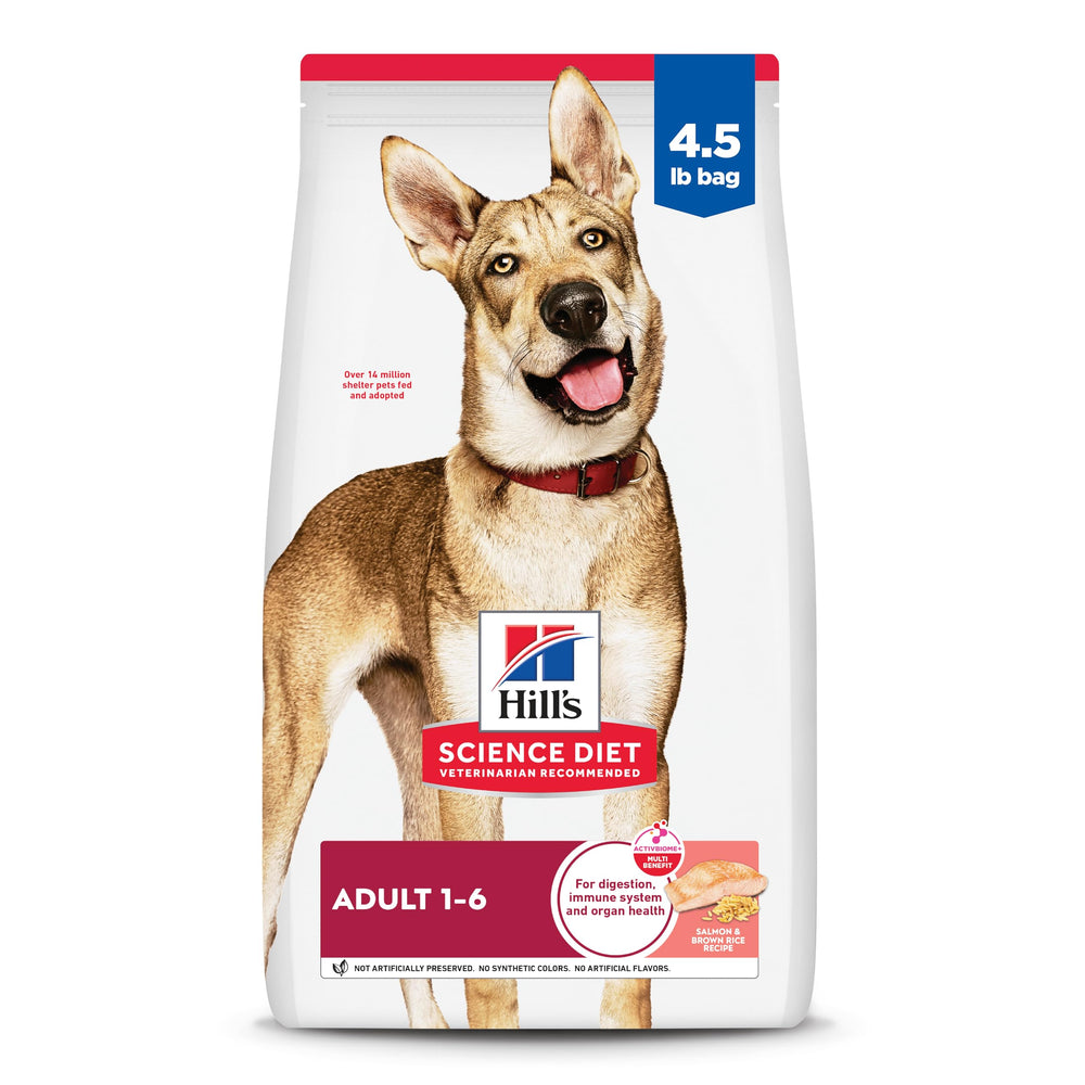 Hill's Science Diet Adulte saumon et riz brun, sac 4,5 lb, croquettes équilibrées pour chiens actifs.