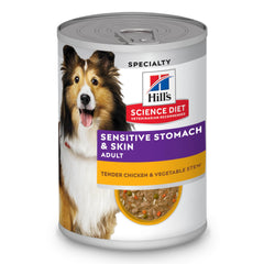 Hill's Science Diet Adult Sensitive Stomach & Skin — boîte 12, poulet et légumes, digestion douce