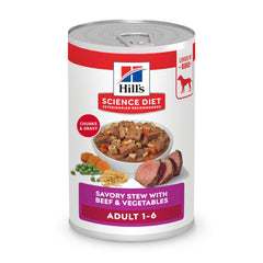 Hill's Science Diet Adult Savory Stew boeuf et légumes, conserve 12 paquets – repas pratique.